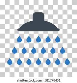 Shower vector pictogram. Illustration style is a flat iconic bicolor smooth blue symbol on a transparent background.