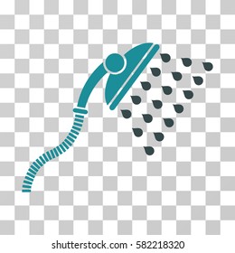 Shower vector pictogram. Illustration style is a flat iconic bicolor soft blue symbol on a transparent background.