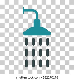 Shower vector pictogram. Illustration style is a flat iconic bicolor soft blue symbol on a transparent background.
