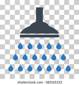 Shower vector pictogram. Illustration style is a flat iconic bicolor smooth blue symbol on a transparent background.