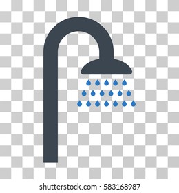 Shower vector pictogram. Illustration style is a flat iconic bicolor smooth blue symbol on a transparent background.