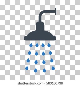 Shower vector pictogram. Illustration style is a flat iconic bicolor smooth blue symbol on a transparent background.