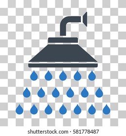 Shower vector pictograph. Illustration style is a flat iconic bicolor smooth blue symbol on a transparent background.