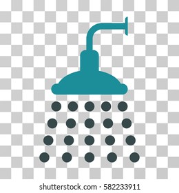 Shower vector pictograph. Illustration style is a flat iconic bicolor soft blue symbol on a transparent background.