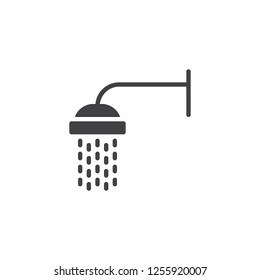 Shower with water drops vector icon. filled flat sign for mobile concept and web design. Showerhead simple solid icon. Symbol, logo illustration. Pixel perfect vector graphics