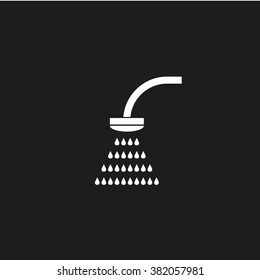 Shower and water drops. Vector icon white
