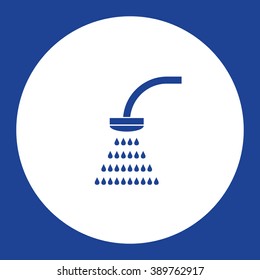 Shower and water drops. Vector icon blue and white
