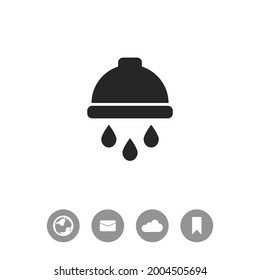 Shower with water flat design illustration. Simple vector icon.