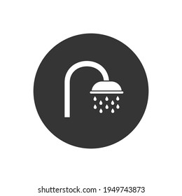 Shower white icon in flat style. Vector