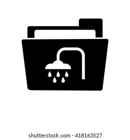 Shower - white vector icon ;  black folder