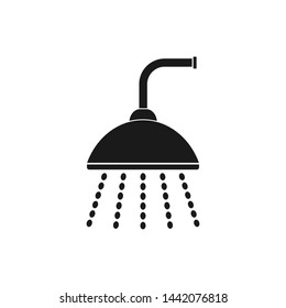 Showerhead black solid icon with water drop. Flat Showerhead icon vector for mobile and web design.