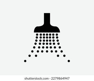 Showerhead Icon Shower Water Spray Rinse Water Rain Faucet Black White Silhouette Sign Symbol Icon Vector Graphic Clipart Illustration Artwork Pictogram