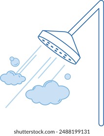Icono de ducha, agua, ducha, caída, húmedo, vapor, higiene, saneamiento, limpieza