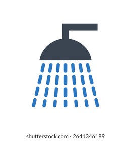 Showerhead with water droplets icon