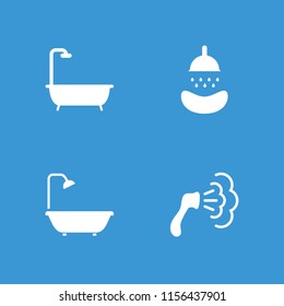 Showering icon. collection of 4 showering filled icons. editable showering icons for web and mobile.