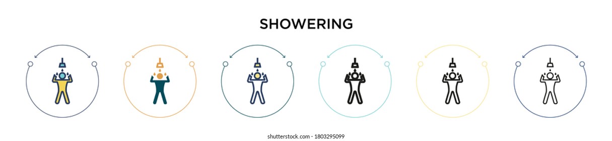 Icono de visualización en el estilo relleno, delgado, contorno y trazo. Ilustración vectorial de dos iconos vectoriales de colores y negros se puede utilizar para móviles, ui, web