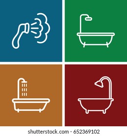 Showering icons set. set of 4 showering outline icons such as