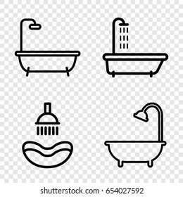 Showering icons set. set of 4 showering outline icons 