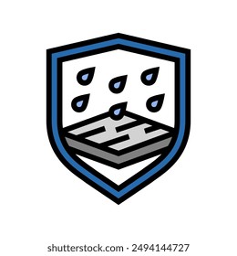 showerproof product label caution color icon vector. showerproof product label caution sign. isolated symbol illustration
