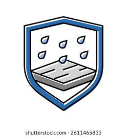 showerproof product label caution color icon vector. showerproof product label caution sign. isolated symbol illustration
