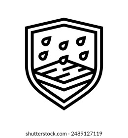 showerproof product label caution line icon vector. showerproof product label caution sign. isolated contour symbol black illustration