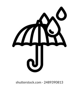 showerproof product label caution line icon vector. showerproof product label caution sign. isolated contour symbol black illustration