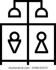 Duschen Symbol. Dünnes lineares Design einzeln auf weißem Hintergrund