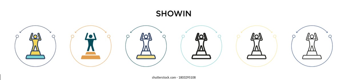 Showin icon in filled, thin line, outline and stroke style. Vector illustration of two colored and black showin vector icons designs can be used for mobile, ui, web