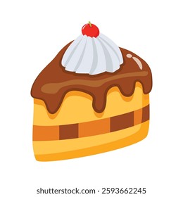 Showing 3d style icon of cake slice with creamy topping on it