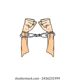 mostrando ambas manos esposadas hacia arriba ilustración vectorial