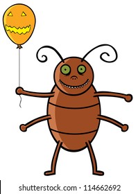 showing a cockroach holding balloon.