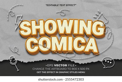 Showing Comica 3d text effect editable effect