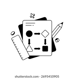 Mostrando etapas creativas y ejecución planificada Vector Icono
