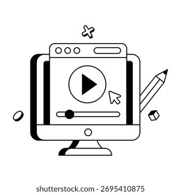 Mostrando criação de conteúdo digital e fluxo de trabalho de design Ícone de vetor
