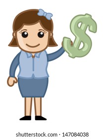Showing Dollar Sign - Vector Illustration