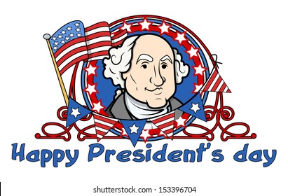 Showing George Washington on - Presidents Day Vector Illustration