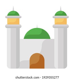 
Ein großartiges Beispiel für Liebe, Taj Mahal Building Architectural Symbol in flachem Design 