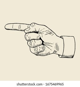 Showing hand, vintage style. Vector illustration, EPS 10