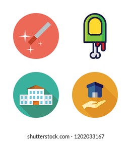 showing icon set. vector set about magic wand, school, real estate and finger icons set.