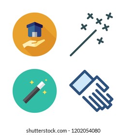 showing icon set. vector set about real estate, hand and magic wand icons set.