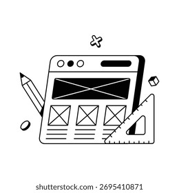 Showing layout creation and website framework Vector Icon
