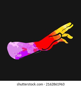 Showing Left Hand Side. hand drawn sketch. real human hand sign. vector drawing.