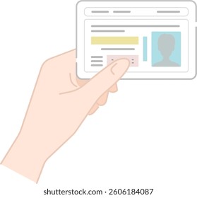 Showing Driver’s License – Flat Line Art Vector Illustration