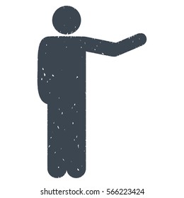 Showing Man grainy textured smooth blue icon for overlay watermark stamps. Flat symbol with dirty texture. Dotted vector ink rubber seal stamp with grunge design on a white background.