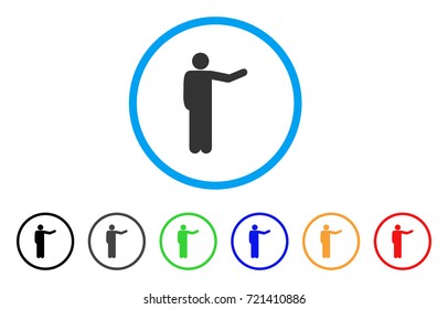Showing Man rounded icon. Style is a flat showing man gray symbol inside light blue circle with black, gray, green, blue, red, orange color versions. Vector designed for web and software interfaces.