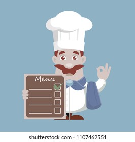 Showing Menu-  Cook Vector Illustration