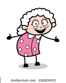 Showing - Old Cartoon Granny Vector Illustration