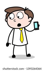 Showing Product on Video Call - Office Businessman Employee Cartoon Vector Illustration﻿