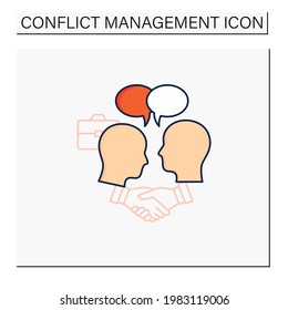 Showing respect color icon. Dispute resolution. Successfully handles, resolves issues sensibly, fairly.Friendly atmosphere. Communication concept. Isolated vector illustration