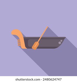 Showing a romantic gondola floating on canal water, waiting for passengers